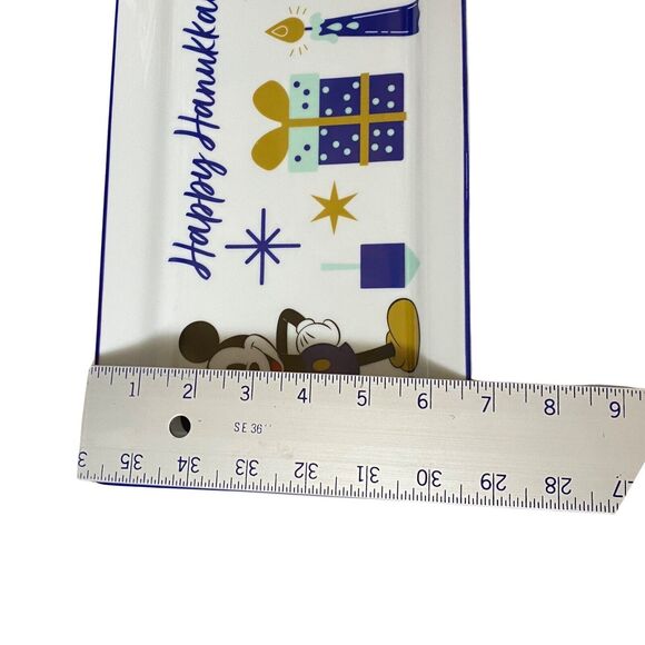 Disney Holiday Mickey & Minnie Happy Hanukkah Serving Tray Dish Dreidel Candle - Picture 9 of 9